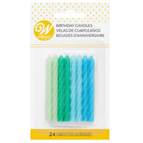 Wilton - Bougies (tons verts et bleus - paquet de 24)