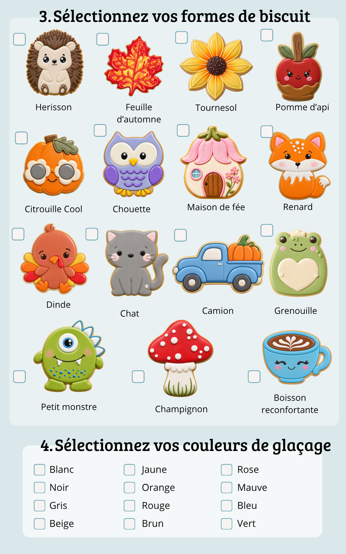 Kit de biscuits à décorer (6 biscuits et 4 glaçages)