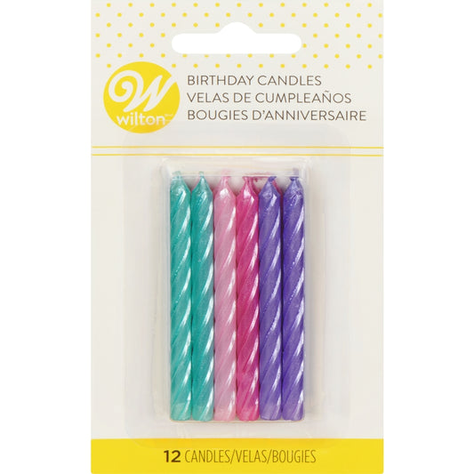 Wilton - Bougies (tons roses et mauves nacrés- paquet de 12)