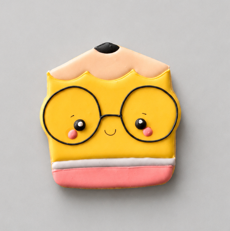 Biscuit enseignant - ✏️ Crayon avec lunettes